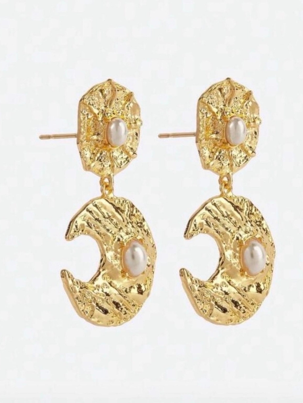 Gold Moon Drop Earrings - Picture 2 of 5